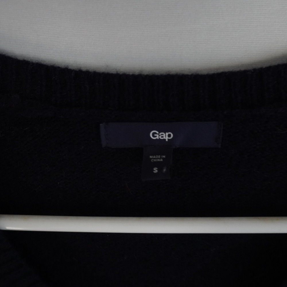 Gap Women's Argyle V Neck Sweater Navy Pink Gray Size S Y2K 80% Wool Blend - Picture 2 of 8